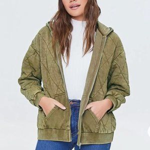 Quilted Zip-Up Hoodie